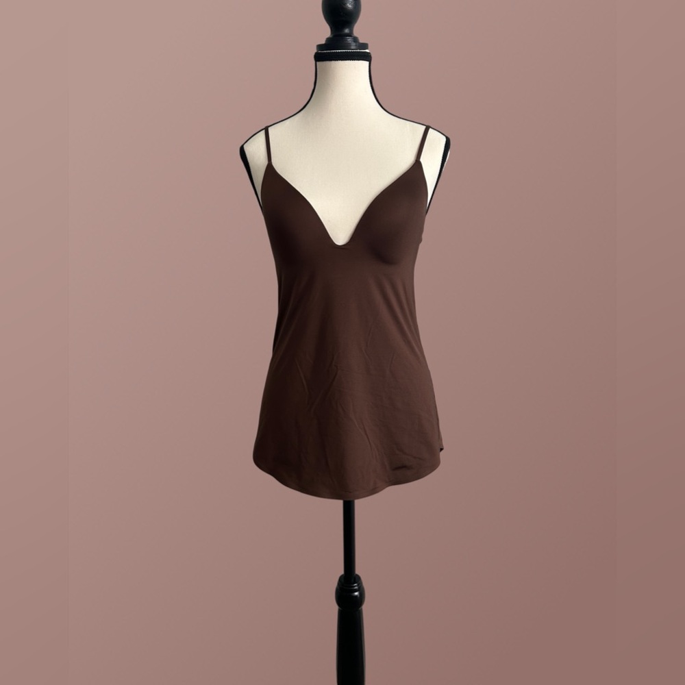Mame Kurogouchi AIRism Plunging Bra Camisole Dark Brown Size M